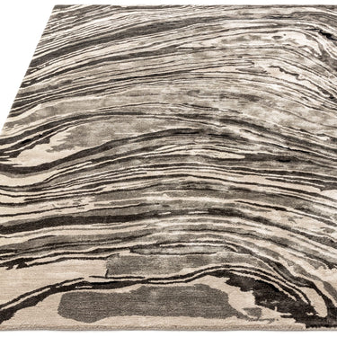 Katherine Carnaby Tuscany Silk Marquina Marble Rug Premium Hand Woven Luxury Abstract Shiny Monochrome Rug