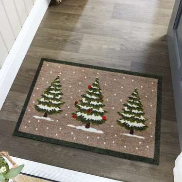 My Nylon Pattern Christmas Winter Trees Washable Non-Slip Bordered Rug - Small 50 x 75 cm (2'x2'5")