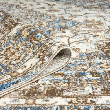 URCO 552AG Classic Blue Anthracite Traditional Vintage Textured Bordered Hallway Runner Rug