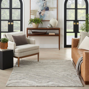 Graceful GRU01 Grey Modern Abstract Wool Rug & Hallway Runner by Nourison
