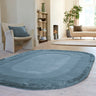 Asiatic London Halo Denim Oval Tufted Ombre Blue Hand-Carved Wool Viscose Bordered Rug - Large 160x230 cm (5'3"x7'7")