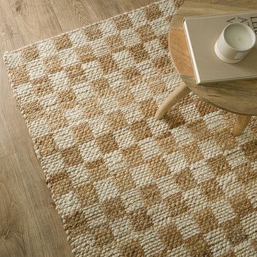 Naturi Hand Woven Jute Rug Reversible Checkerboard Flatweave Rug in Natural