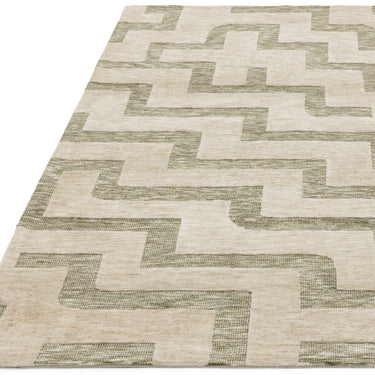 Mason Maze Abstract Modern Labyrinth Pattern Rug in Sage Green Cream