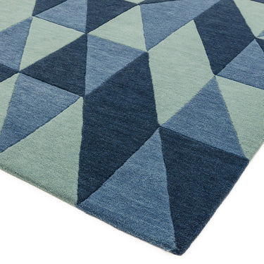 Reef Flag RF04 Geometric Pattern Hand Tufted Rug Hallway Runner in Blue