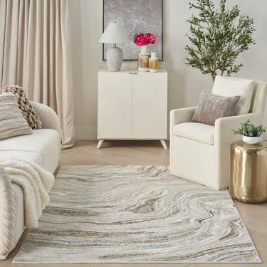 Glitz GLZ22 Marble Silky Shimmer Grey Gold Abstract Textured Modern Hallway Runner Rug