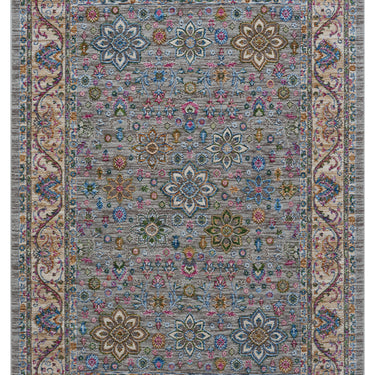 Soujorn Koppie Modern Traditional Vintage Floral Rug, Runner in Blue Grey Multi
