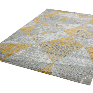 Orion Blocks Rug Geometric Abstract Soft Silky Silver Yellow, Blue, Heather Rug