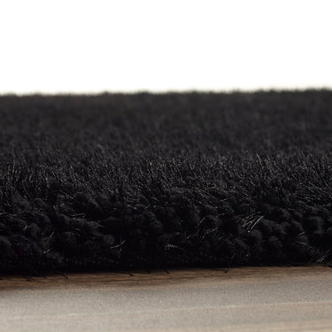 Phoenox Chicago Black Handmade Shaggy Textured Round Rug