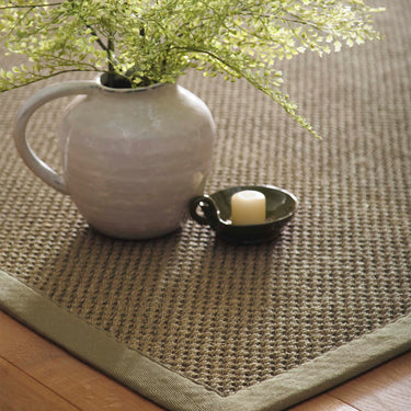 Origins Sisal Border Rug Modern Natural Jute Flatweave Hand Made Rug in Sage Green with Sage Green Border