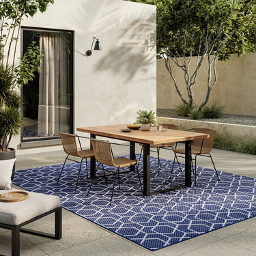 Horizon Classic Trellis HOZ01 Navy By Indoor Outdoor Polypropylene Geometric Textured Rug