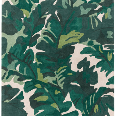 Matrix MAX73 Floral Tropical Palm Green Rug Quality Soft Wool Hand Made Rug