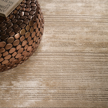 Henley Modern Handmade High Shine Organic Lines Wool & Viscose Premium Silky Rug in Sand Beige
