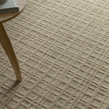 Thatch Sand Beige Hand Woven Wool Rug Neutral Plain Checked Pattern