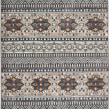 Origins Traditional Vintage Mandala Stripe Rug in Grey