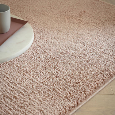 Asiatic London Como Ultra Soft Silky High Shine Velvety Pink Jute Shaggy Textured Rug