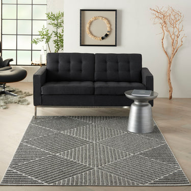 By Cozumel CZM05 Stripes 3D Dark Grey Hand-Carved Polypropylene Abstract Geometric Rug