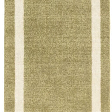 Albi Green Hand Woven Hall Runner Border Classic Plain Pure Wool Rug
