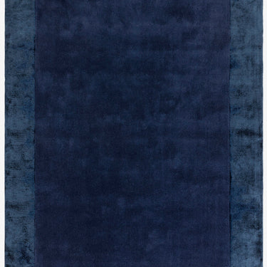 Ascot Modern Plain Hand Woven Wool Viscose Bordered Navy Blue Rug