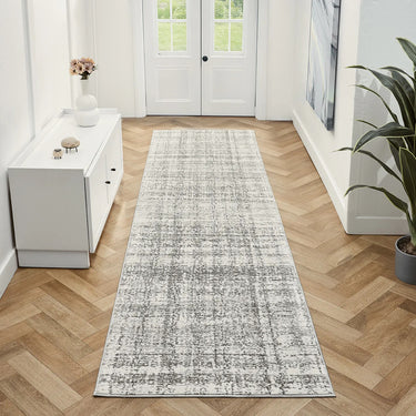 URCO Petra Palmyra Lines Grey Polypropylene Traditional Abstract Textured Hallway Runner Rug