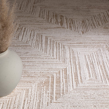 Asiatic London Anders AN12 Charm Chevron Shimmer Beige Natural Abstract Geometric Textured Boho Rug