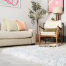 Barnaby Shaggy High Pile Thick Sumptuous Hand Woven Plain Plush Rug  in Off White - Medium 120x170 cm (4'x5'6")