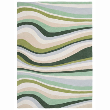 Origins Acasta Wave Green Wool Cotton Abstract Rug