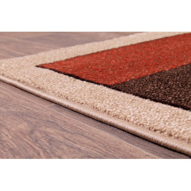 Orbit Blocks Modern Geometric Design Hand Carved Rug in Natural Terracotta