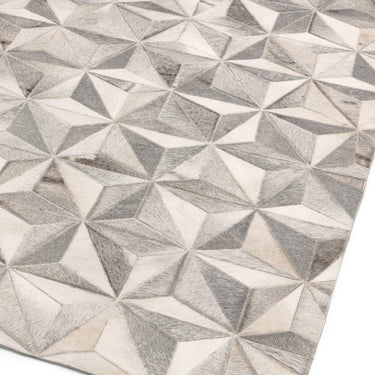 Gaucho Hand Woven Real Cow Hide Sheepskin Patchwork Facet Grey Rug