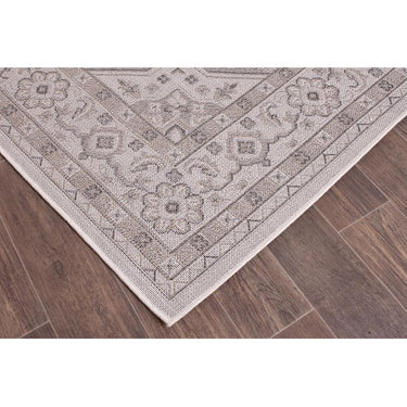 Traditional Persian Medallion Floral Indoor Outdoor Rug in Grey Medium Size 120x170 cm