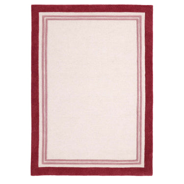 Origins Piper Framed Tufted Raspberry Cream Wool Bordered Modern Hallway Runner Rug