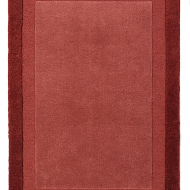 Origins Stacked Border Wine Red Wool Textured Bordered Rug
