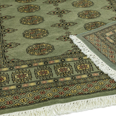 Bokhara Hand Made Rug Traditional Classic Wool Bordered Soft Green Rug