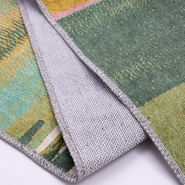 Washable Contemprary Abstract Sedona Green/Ochre Rug or Hallway Runner