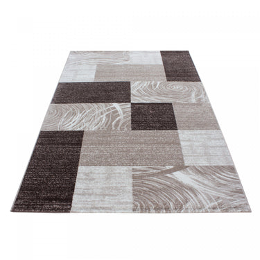 Parma 9220 Modern Geometric Blocks Design Brown Rug in 120x170 cm