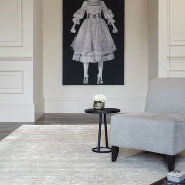 Asiatic London Darcy Silver Striped Luxury By Katherine Carnaby Hand-Woven Wool Viscose Geometric Rug - Small 80x120 cm (2'6"x4')