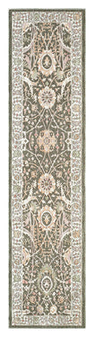 Alia Viana Green Cream Traditional Floral Bordered Rug