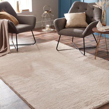 Origins Washable Faux Fur Modern Plain Natural Non-Slip Rug