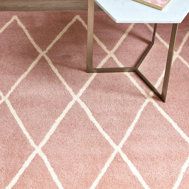 Albany Diamond Hand Tufted %100 Wool Rug in Berry, Pink, Silver Teal