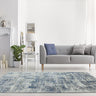 Asiatic London Orion Blue Jute Polypropylene Abstract Distressed Rug 240x340 cm