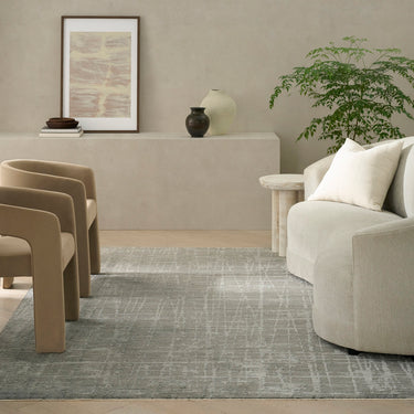 Calvin Latitude Shimmer LTD01 Slate Fringe Abstract Textured Modern Rug