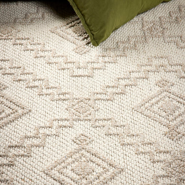 Origins Atlas Diamond Cream Indoor Outdoor Geometric Textured Striped Rug