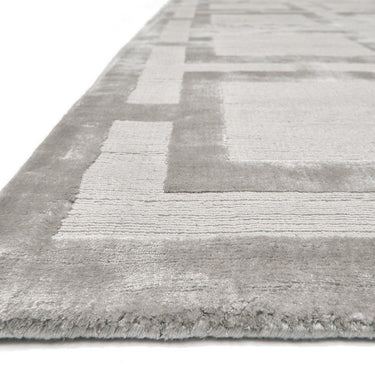 Eaton Katherine Carnaby Rug Modern Geometric Hand Woven Silky Viscose Metallic Sheen Super Soft Silver Rug