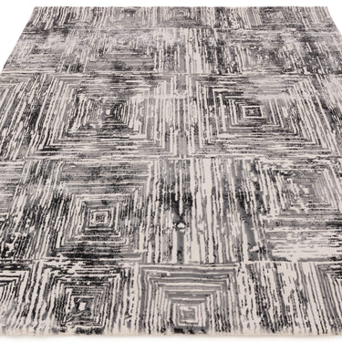 Asiatic London Kuza Portrait New Linear Pattern Grey Polypropylene Abstract Textured Distressed Rug