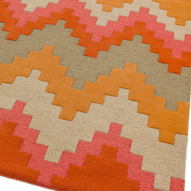 Asiatic London Matrix Cuzzo Sienna Tufted Orange Pink Beige Wool Geometric Textured Rug