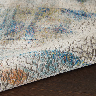 Nourison Ankara Global Modern Abstract Silky Hallway Runner Rug in Ivory Multi