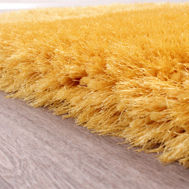 Mayfair Modern Plain High Pile Luxurious Shaggy Rug in Ochre Yellow