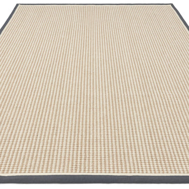 Korra Single Loop Slate Cream Wool & Jute Rug with Cotton Border