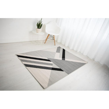 Balletto 186B Rug Modern Geometric Living Room Bedroom Soft Rugs in Grey Black Ochre Navy Colours