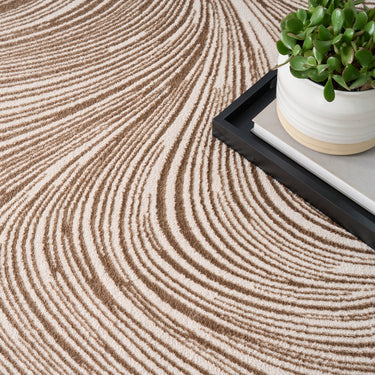 DKNY Central Park West CEP02 Modern Abstract Swirl Pattern Beige Brown  Rug