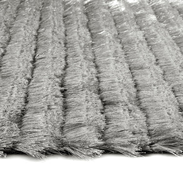 Phoenox Origins Glamour Silver Grey Shaggy Striped Modern Rug